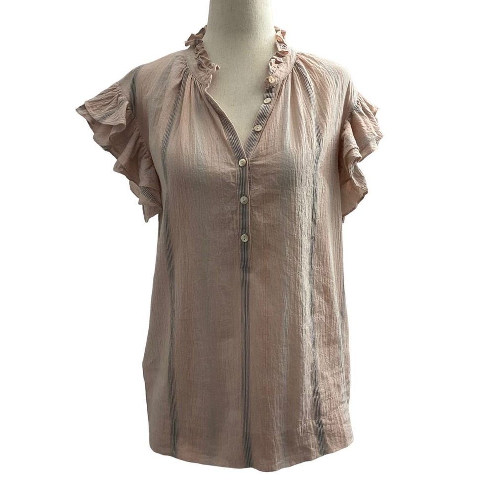 Rebecca Taylor Peach Ruffle Sleeves Top Size 4 | 34-10